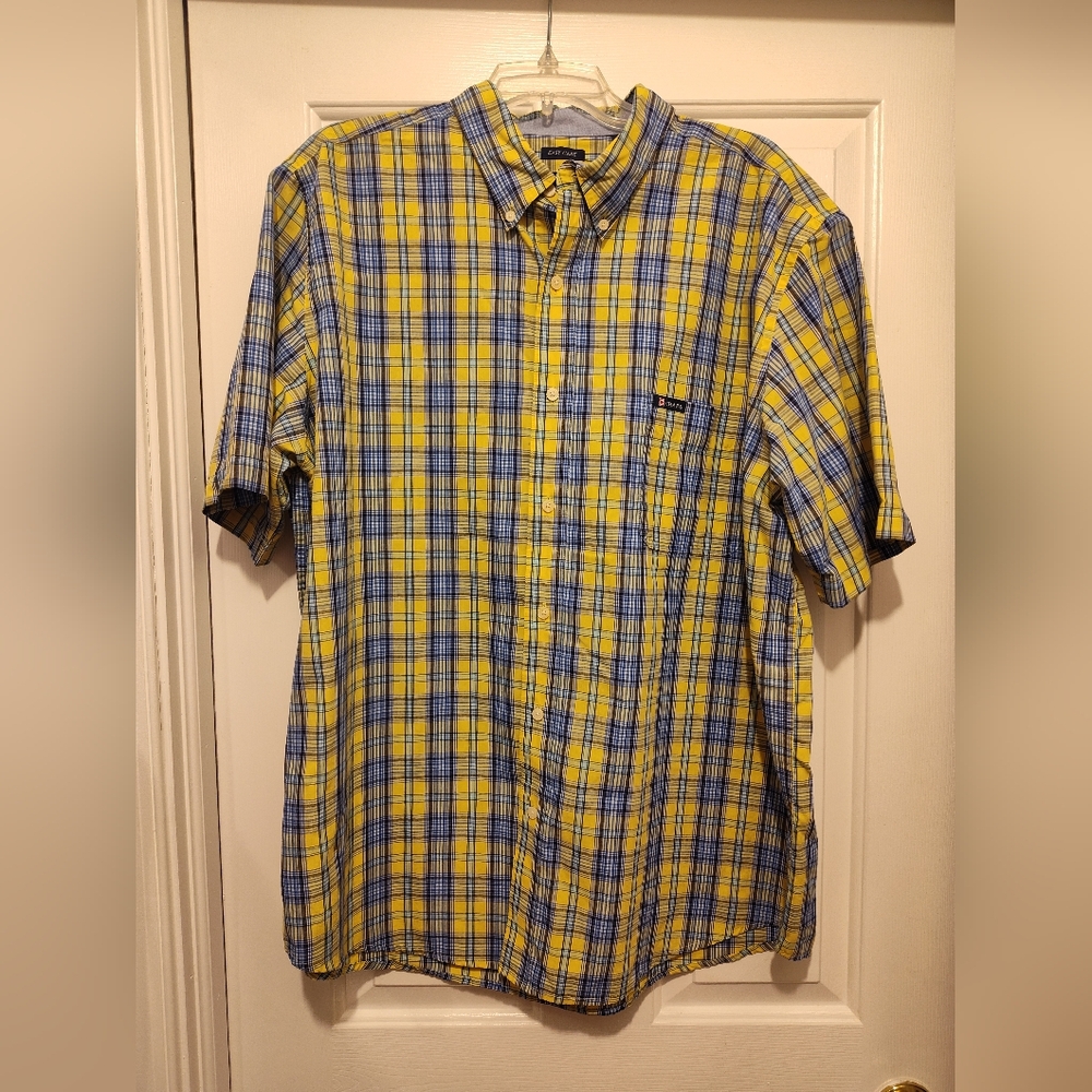 💚 Chaps Yellow and Blue Plaid Button Down Shirt